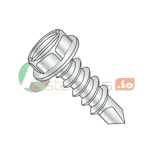 Newport Fasteners Self-Drilling Screw, #10 x 2 in, Zinc Plated Steel Hex Head Slotted Drive, 2000 PK 394362 - main